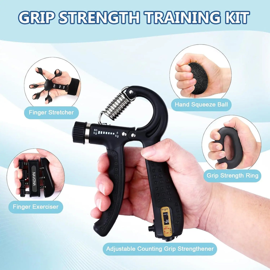 Hand Grip Trainer Kit – 4-in-1 Set for Forearm & Finger Strength