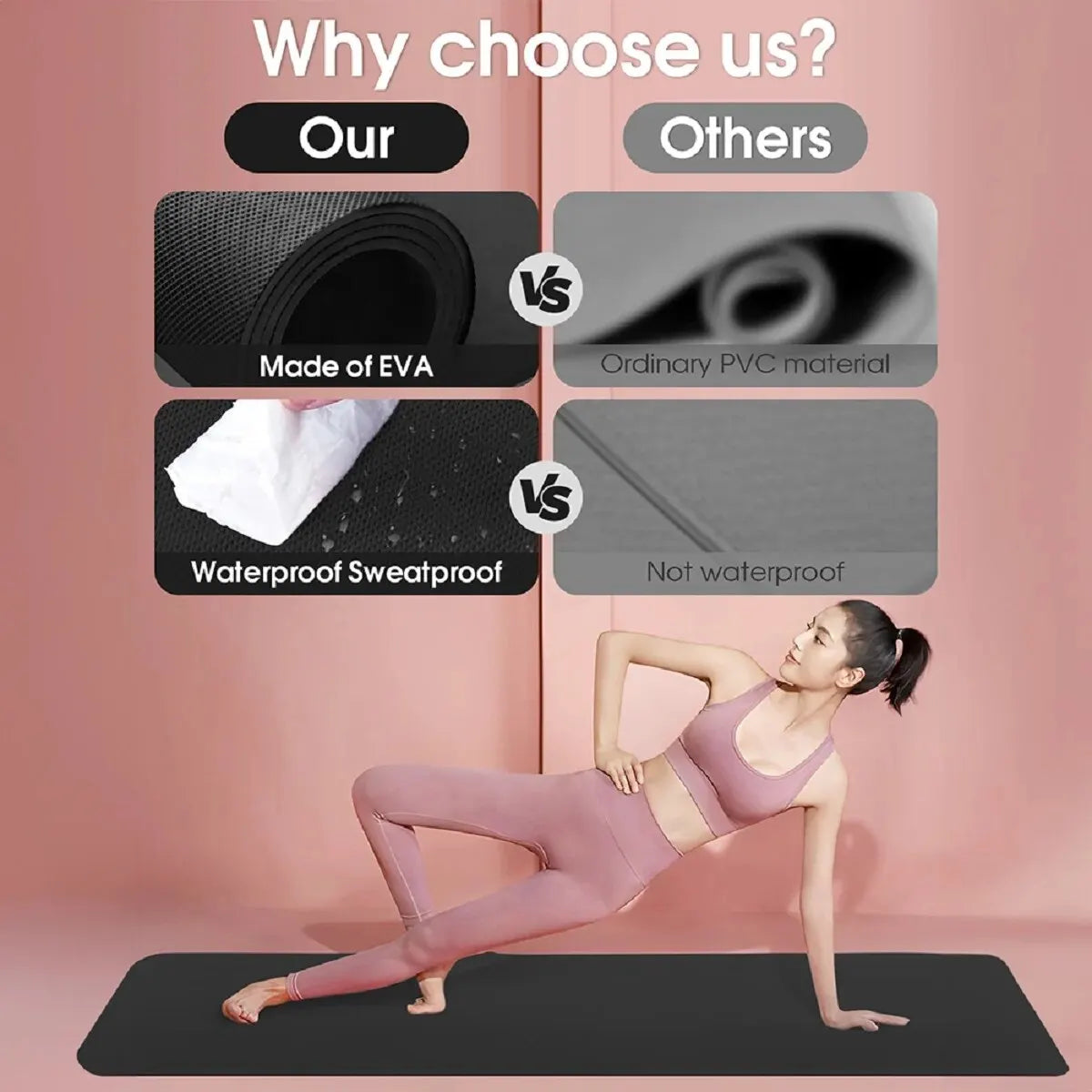 Non-Slip EVA Yoga Mat – Foldable & Lightweight
