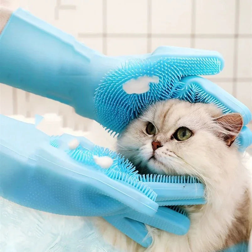 Pet Bathing Gloves – Anti-Scratch Silicone Scrubber