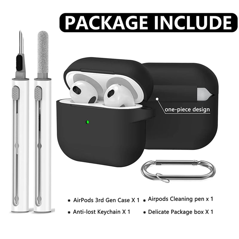Protective Silicone Case for AirPods 3 – With Hook & Cleaner Kit