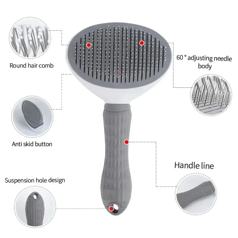 Self-Cleaning Pet Grooming Brush – Hair Remover for Dogs & Cats