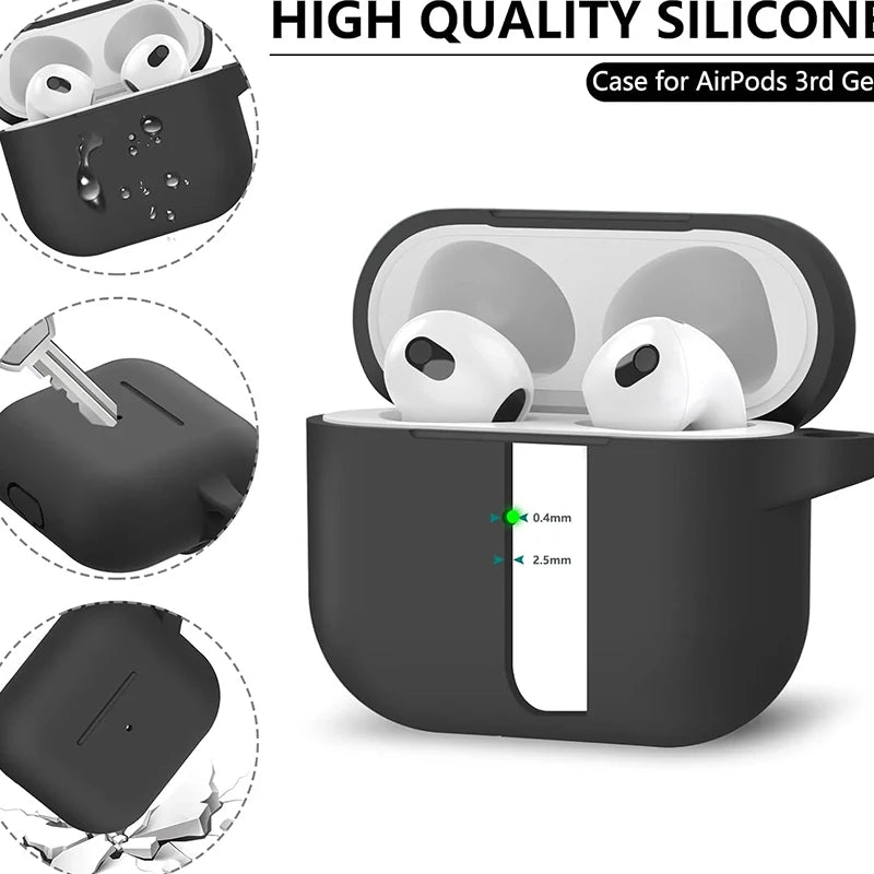 Protective Silicone Case for AirPods 3 – With Hook & Cleaner Kit