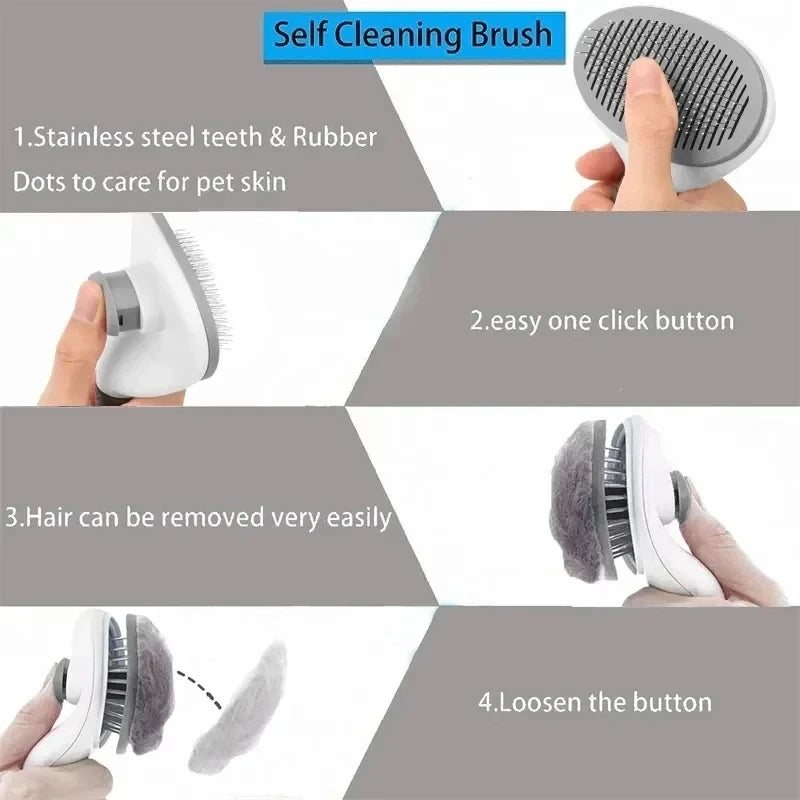 Self-Cleaning Pet Grooming Brush – Hair Remover for Dogs & Cats